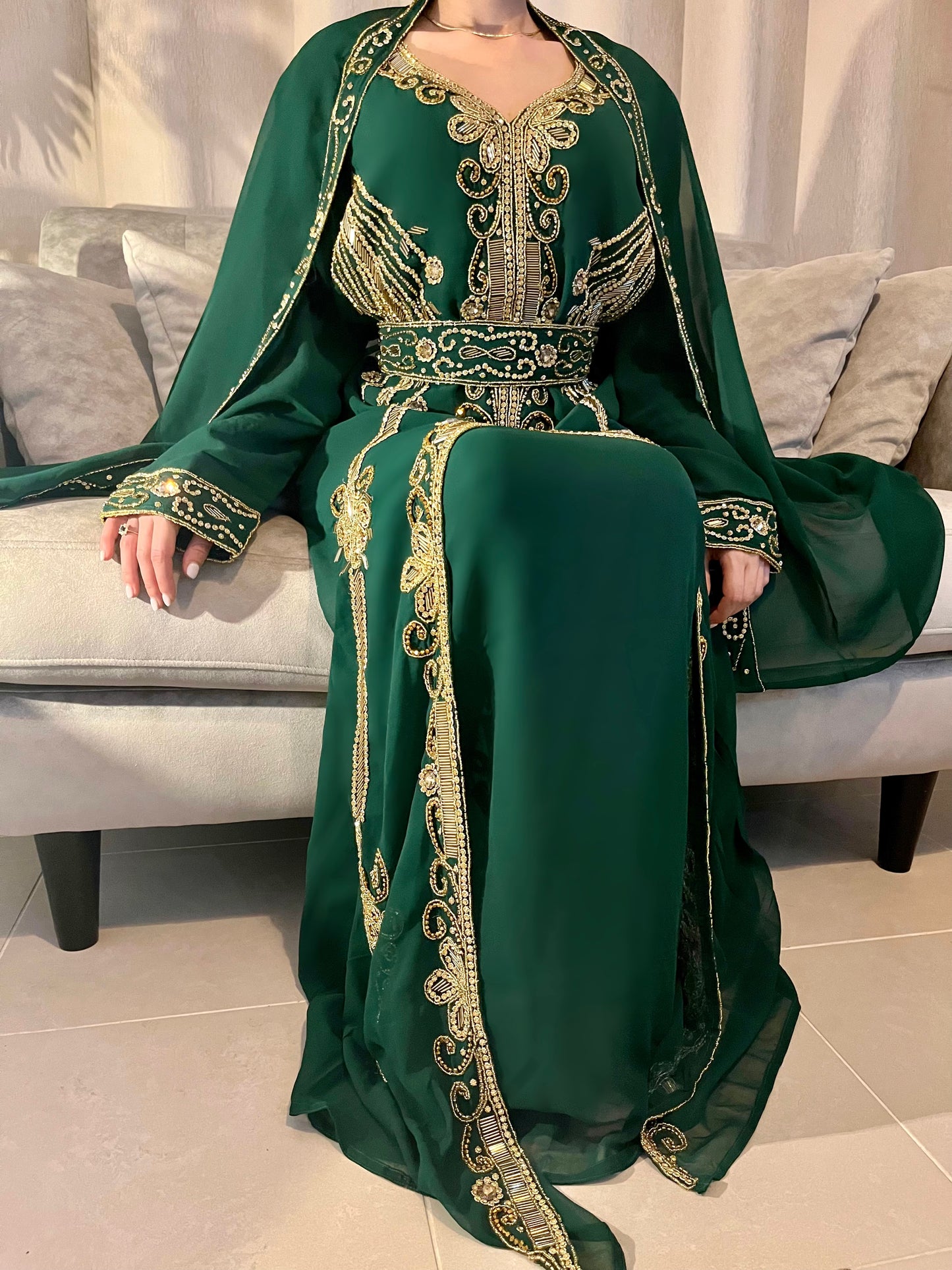 MAJESTIC CROWN CAFTAN - Green