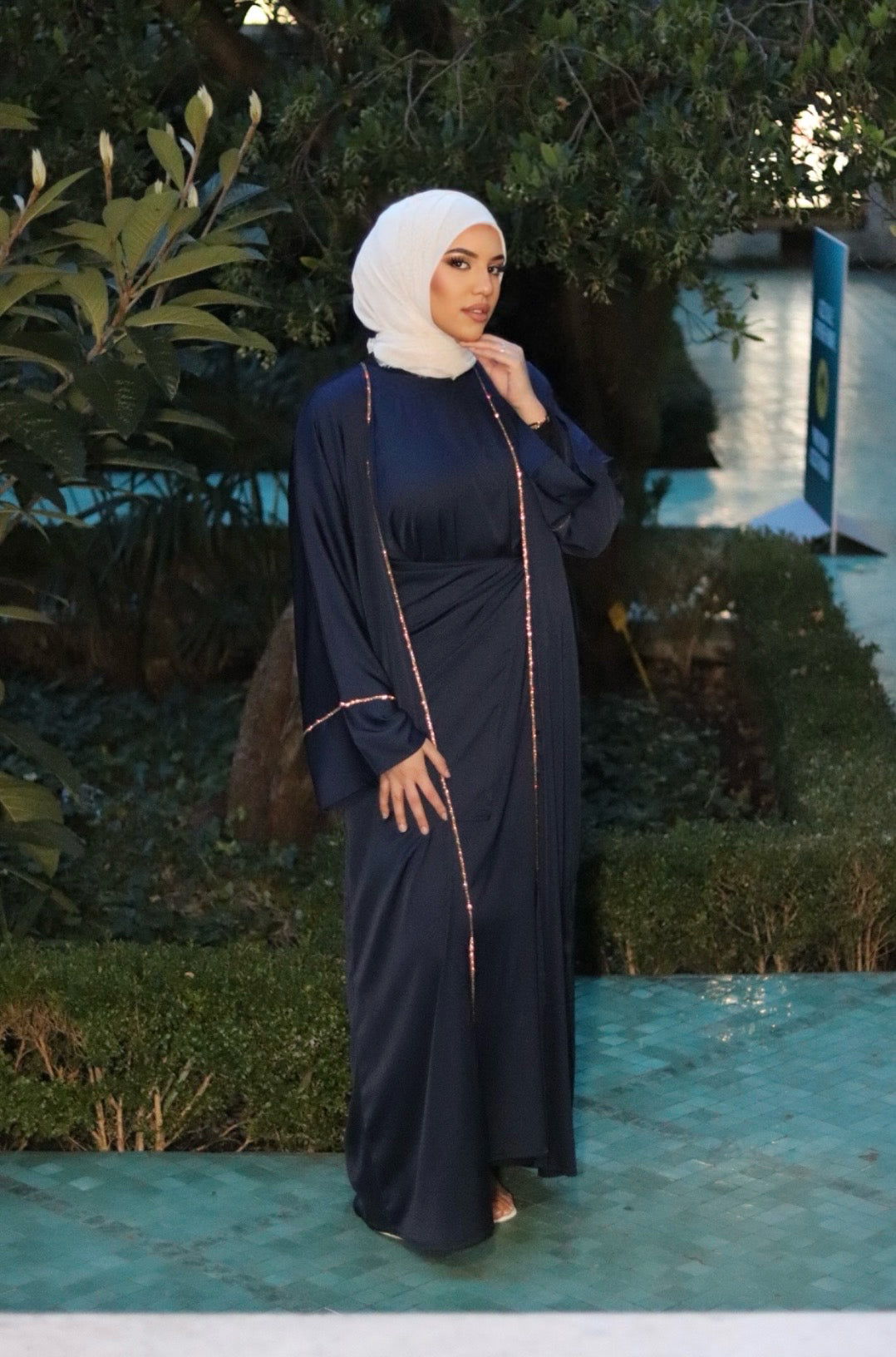 ROYAL NAVY SATIN ABAYA